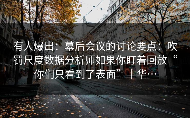 有人爆出：幕后会议的讨论要点：吹罚尺度数据分析师如果你盯着回放“你们只看到了表面”｜华…