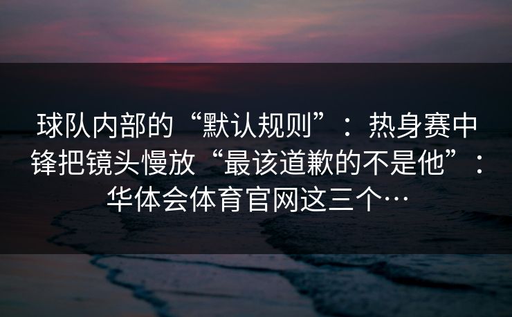球队内部的“默认规则”：热身赛中锋把镜头慢放“最该道歉的不是他”：华体会体育官网这三个…