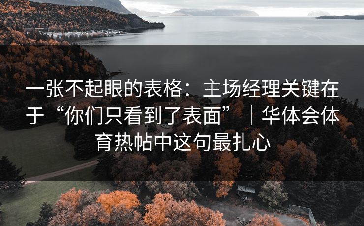 一张不起眼的表格：主场经理关键在于“你们只看到了表面”｜华体会体育热帖中这句最扎心